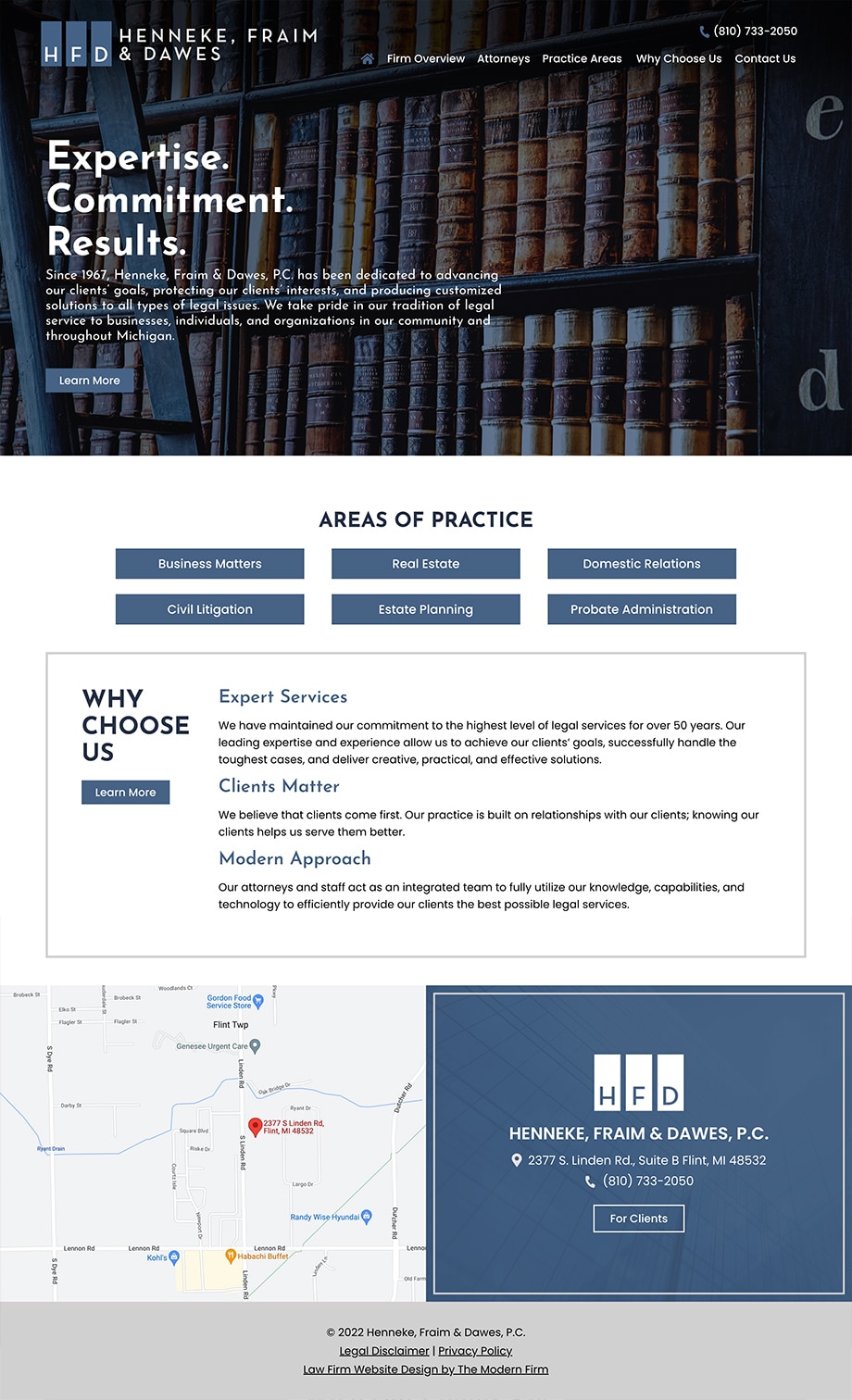 Law Firm Website Design for Henneke, Fraim & Dawes, P.C.