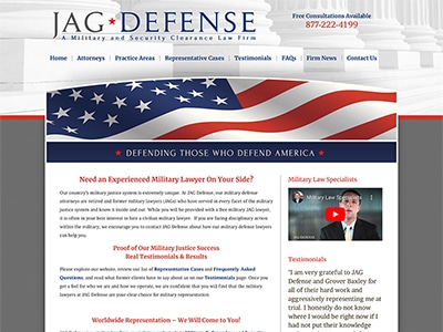 Law Firm Website design for JAG Defense