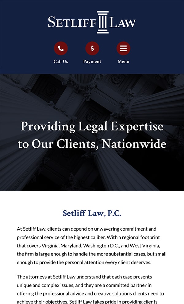 Mobile Friendly Law Firm Webiste for Setliff Law, P.C.