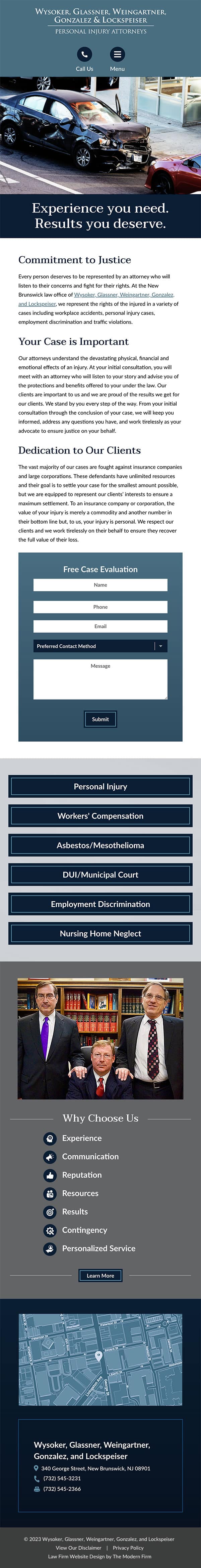 Mobile Friendly Law Firm Webiste for Wysoker, Glassner, Weingartner, Gonzalez, and Lockspeiser