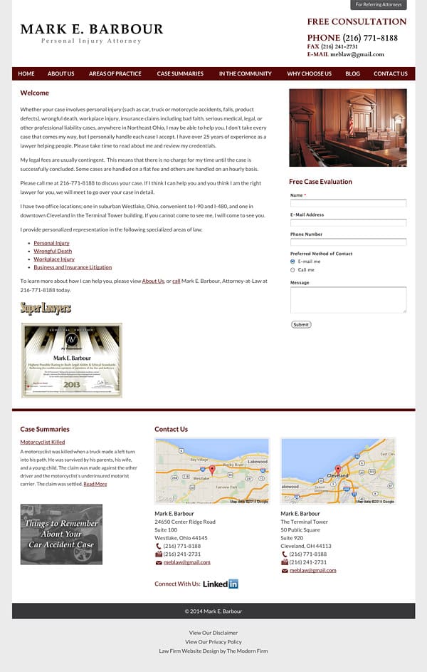 Law Firm Website Design for Mark E. Barbour