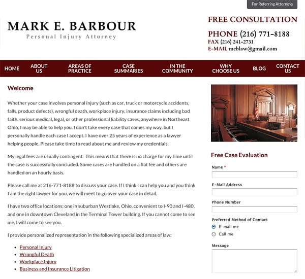 Mobile Friendly Law Firm Webiste for Mark E. Barbour