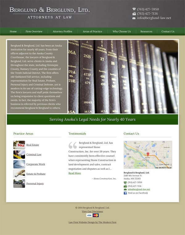 Law Firm Website Design for Berglund & Berglund, Ltd.