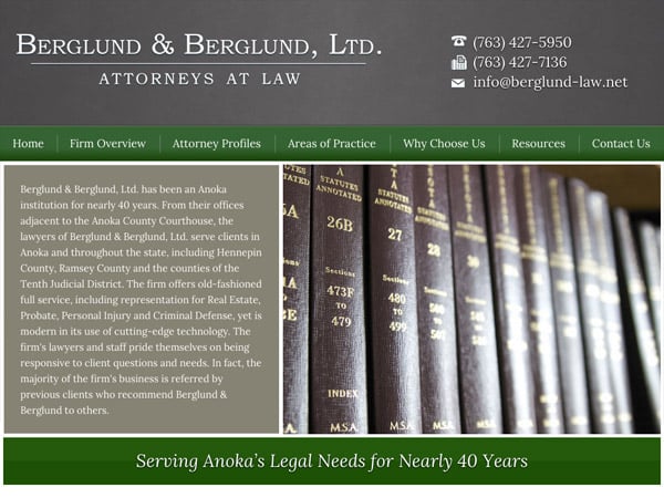 Mobile Friendly Law Firm Webiste for Berglund & Berglund, Ltd.