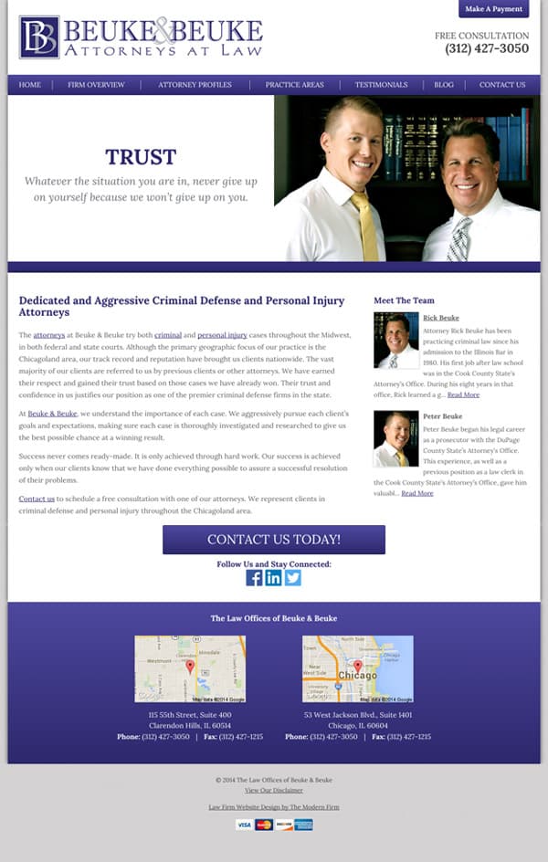 Law Firm Website Design for The Law Offices of Beuke & Beuke