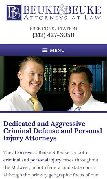 Responsive Mobile Attorney Website for The Law Offices of Beuke & Beuke