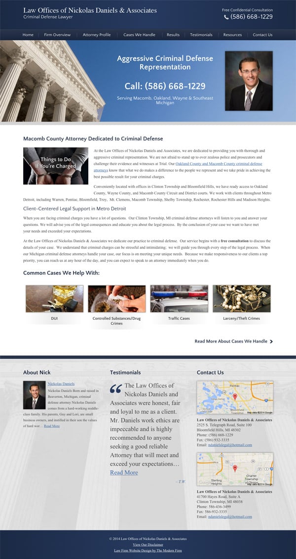 Law Firm Website Design for Law Offices of Nickolas Daniels & Associates