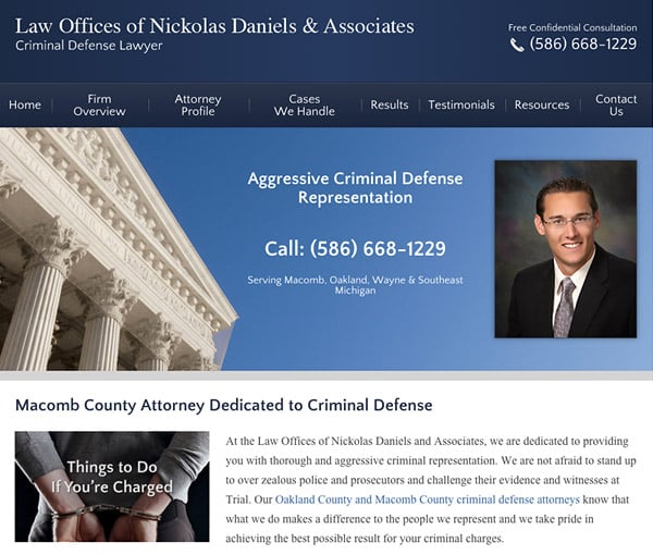 Mobile Friendly Law Firm Webiste for Law Offices of Nickolas Daniels & Associates