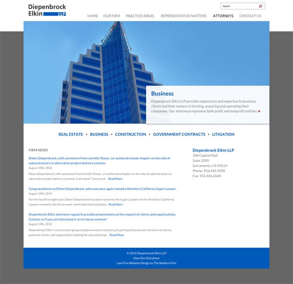 Sacramento California Law Firm Website Design diepenbrock-desktop