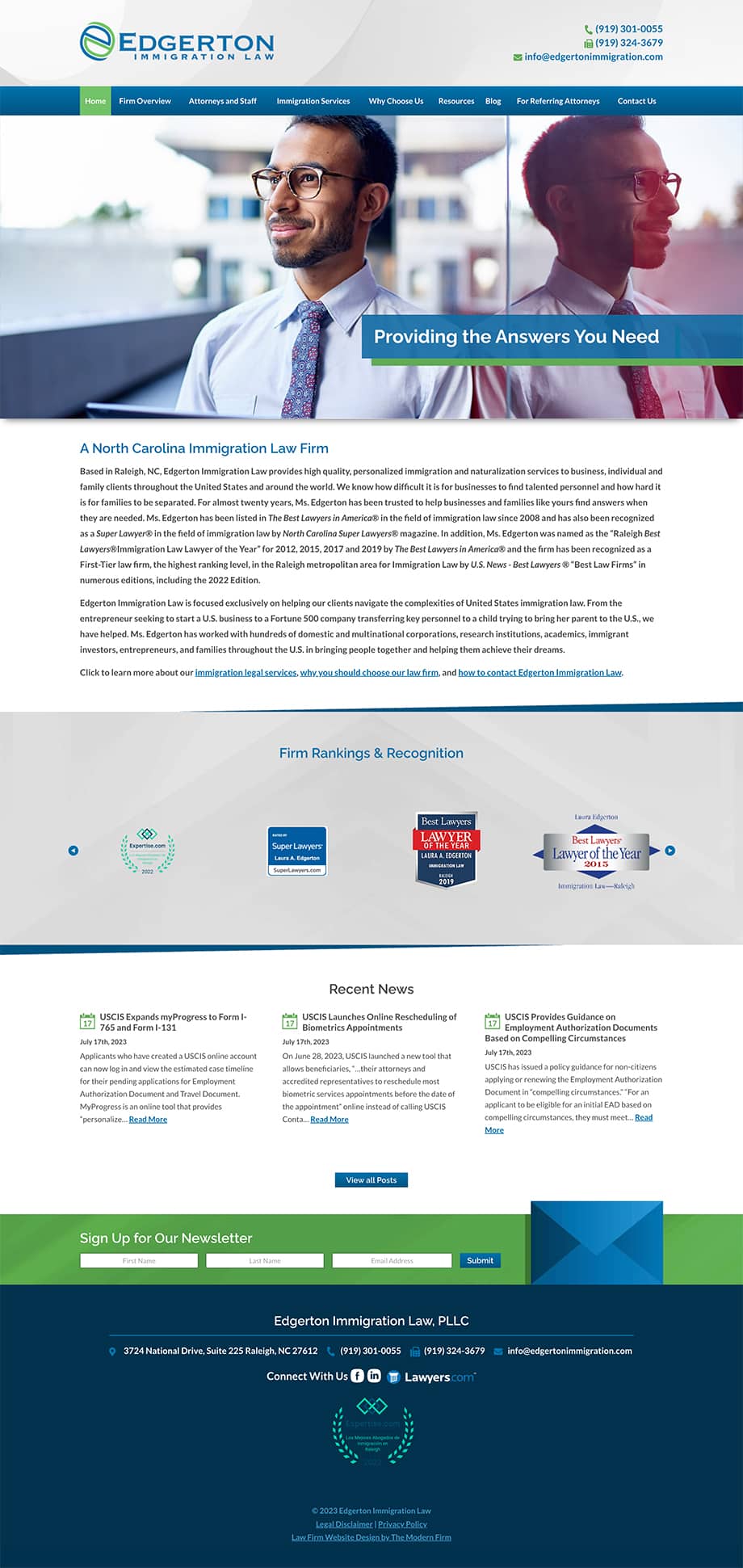 Law Firm Website Design for Edgerton Immigration Law