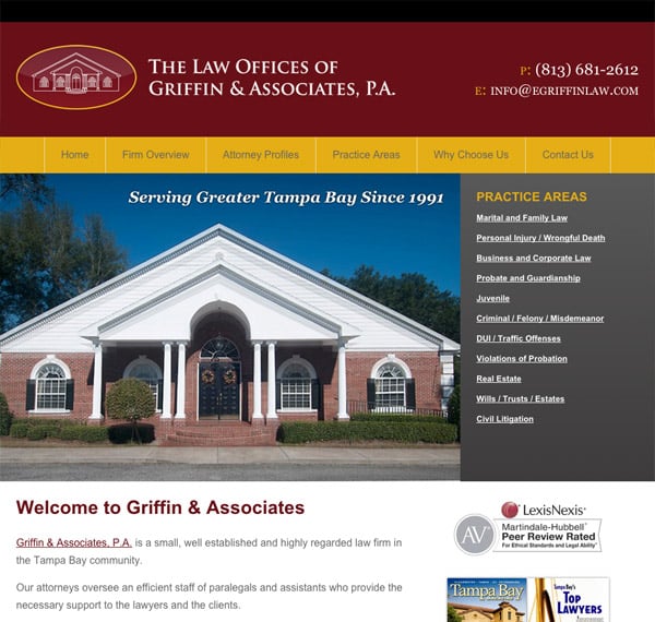 Mobile Friendly Law Firm Webiste for The Law Offices of Griffin & Associates, P.A. 