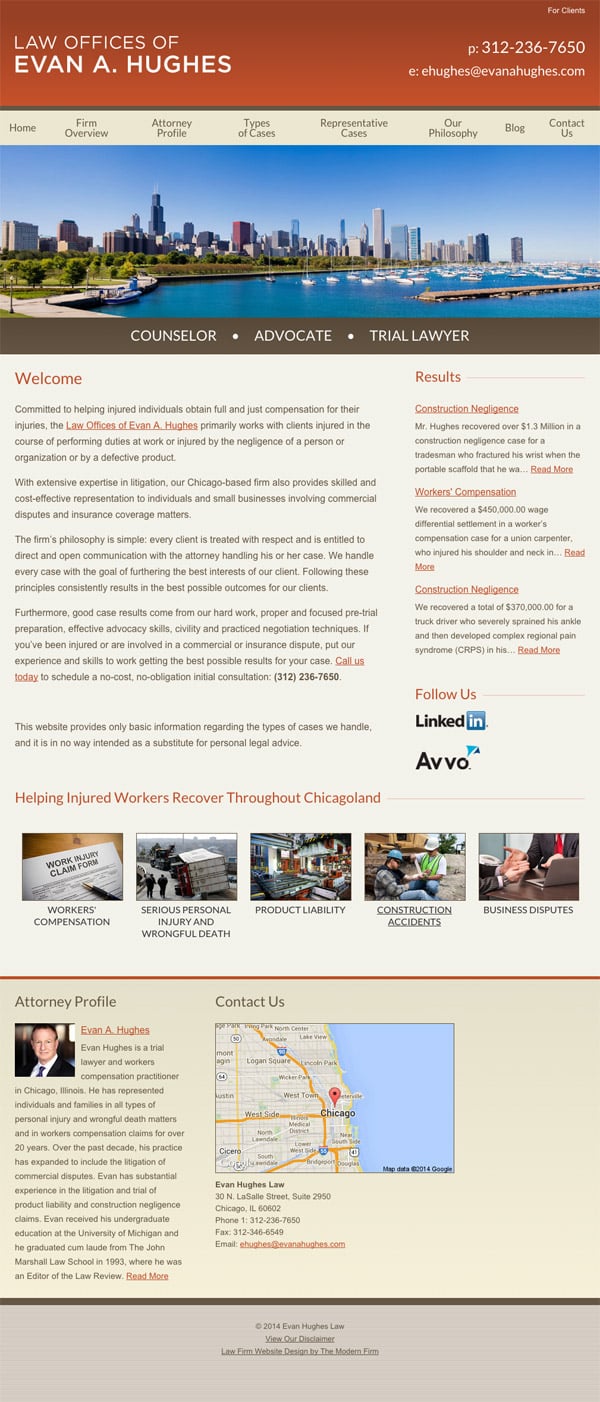 Law Firm Website Design for Evan Hughes Law