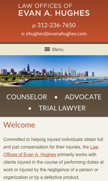 Responsive Mobile Attorney Website for Evan Hughes Law