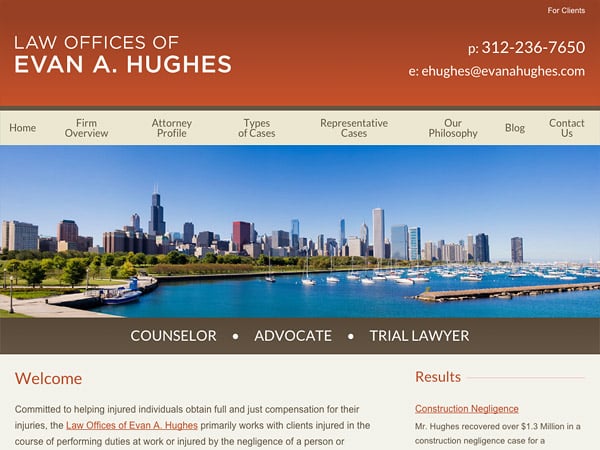 Mobile Friendly Law Firm Webiste for Evan Hughes Law