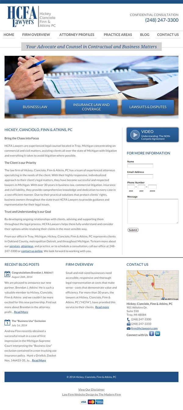 Law Firm Website Design for Hickey, Cianciolo, Finn & Atkins, PC