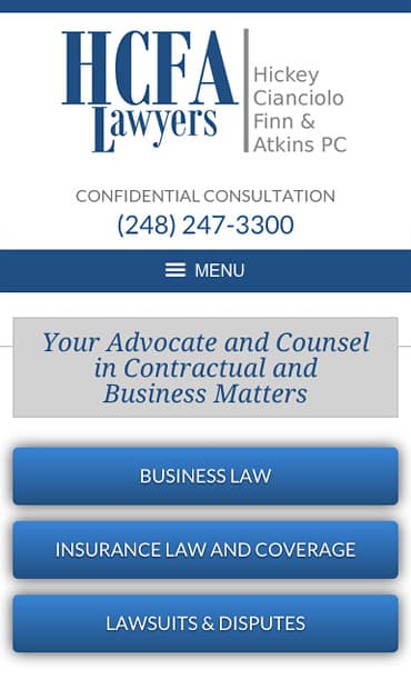 Responsive Mobile Attorney Website for Hickey, Cianciolo, Finn & Atkins, PC