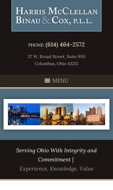 Responsive Mobile Attorney Website for Harris, McClellan, Binau & Cox, P.L.L.