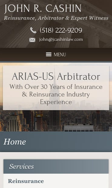 Responsive Mobile Attorney Website for Law Office of John R. Cashin