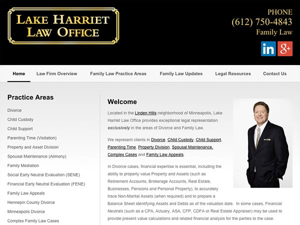 Mobile Friendly Law Firm Webiste for Lake Harriet Law Office