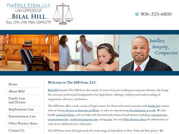 Mobile Friendly Law Firm Webiste for The Hill Firm, LLC