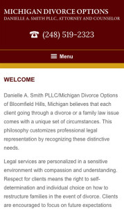 Michigan Attorney Website Design for Cell Phone michigan-divorce-options-mobile
