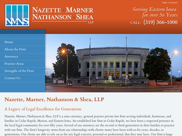 Mobile Friendly Law Firm Webiste for Nazette, Marner, Nathanson & Shea, LLP