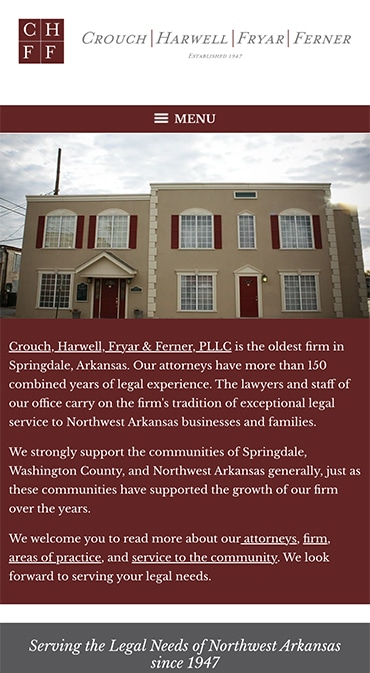 Responsive Mobile Attorney Website for Crouch, Harwell, Fryar & Ferner, PLLC