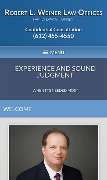 Responsive Mobile Attorney Website for Robert L. Weiner Law Offices