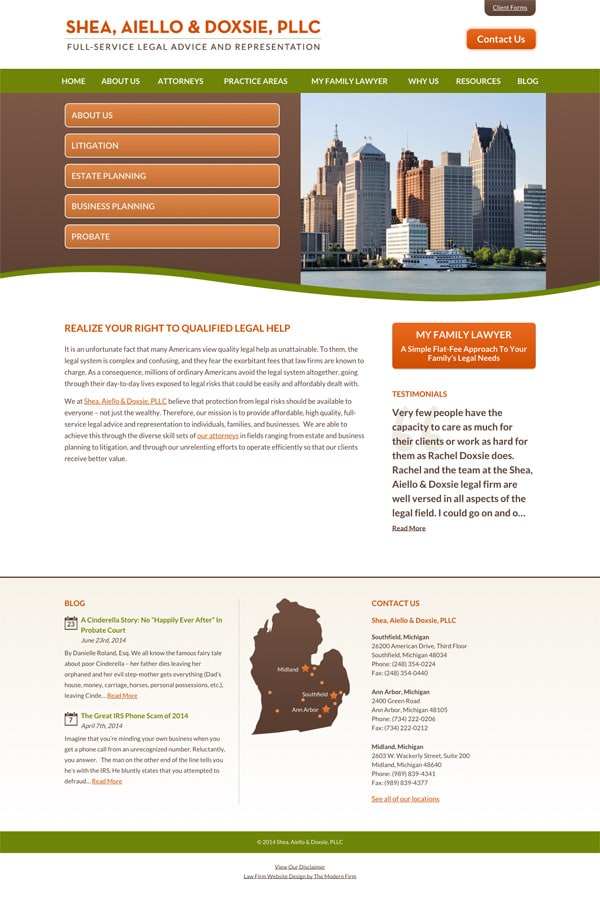 Law Firm Website Design for Shea, Aiello & Doxsie, PLLC