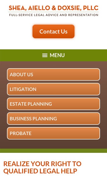 Responsive Mobile Attorney Website for Shea, Aiello & Doxsie, PLLC