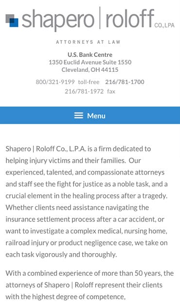 Responsive Mobile Attorney Website for Shapero | Roloff Co., L.P.A.