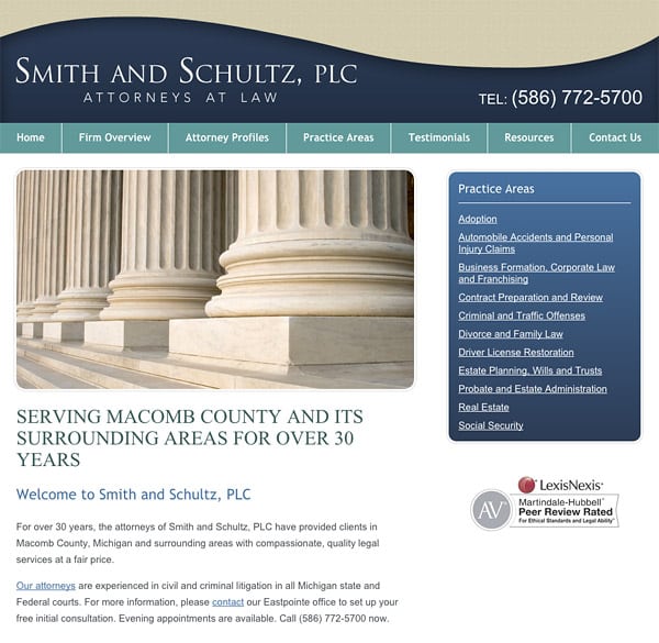 Mobile Friendly Law Firm Webiste for Smith & Schultz, PLC