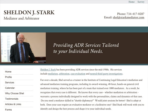 Mobile Friendly Law Firm Webiste for Sheldon J. Stark - Mediator