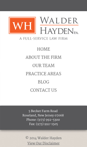 Responsive Mobile Attorney Website for Walder Hayden, P.A.