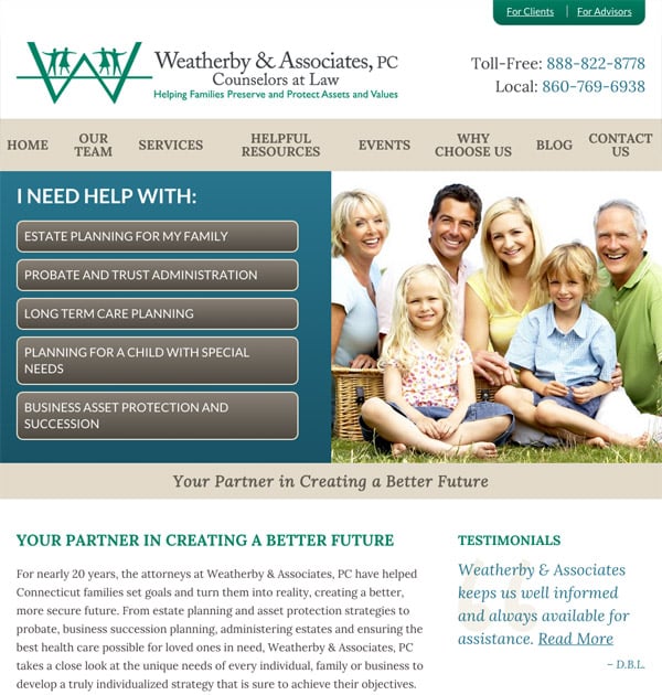 Mobile Friendly Law Firm Webiste for Weatherby & Associates, PC 