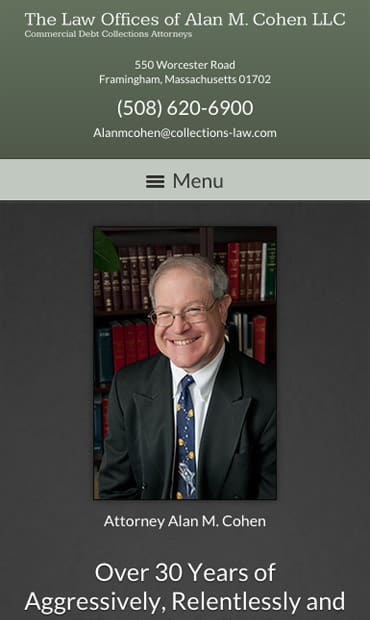 Responsive Mobile Attorney Website for The Law Offices of Alan M. Cohen, LLC