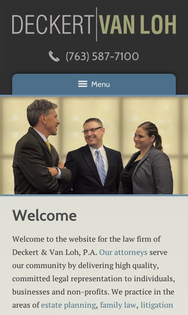 Responsive Mobile Attorney Website for Deckert & Van Loh, P.A.