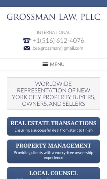 Responsive Mobile Attorney Website for Grossman Law, PLLC