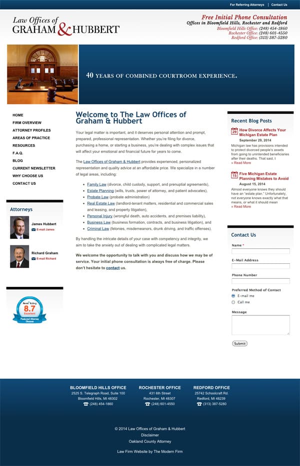 Law Firm Website Design for Law Offices of Graham & Hubbert