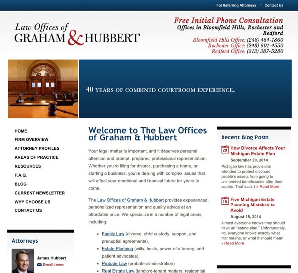 Mobile Friendly Law Firm Webiste for Law Offices of Graham & Hubbert