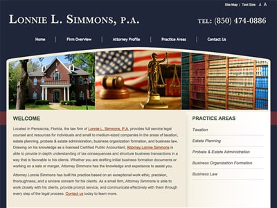 Law Firm Website design for Lonnie L. Simmons, P.A.