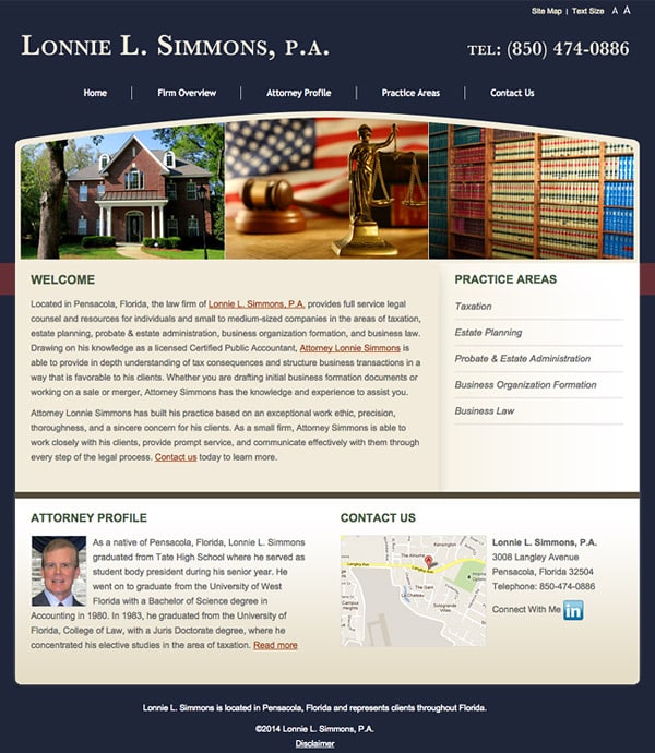 Law Firm Website Design for Lonnie L. Simmons, P.A.