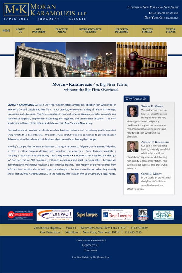 Law Firm Website Design for Moran • Karamouzis LLP