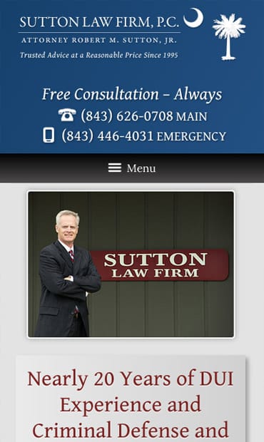 Responsive Mobile Attorney Website for Sutton Law Firm, P.C.