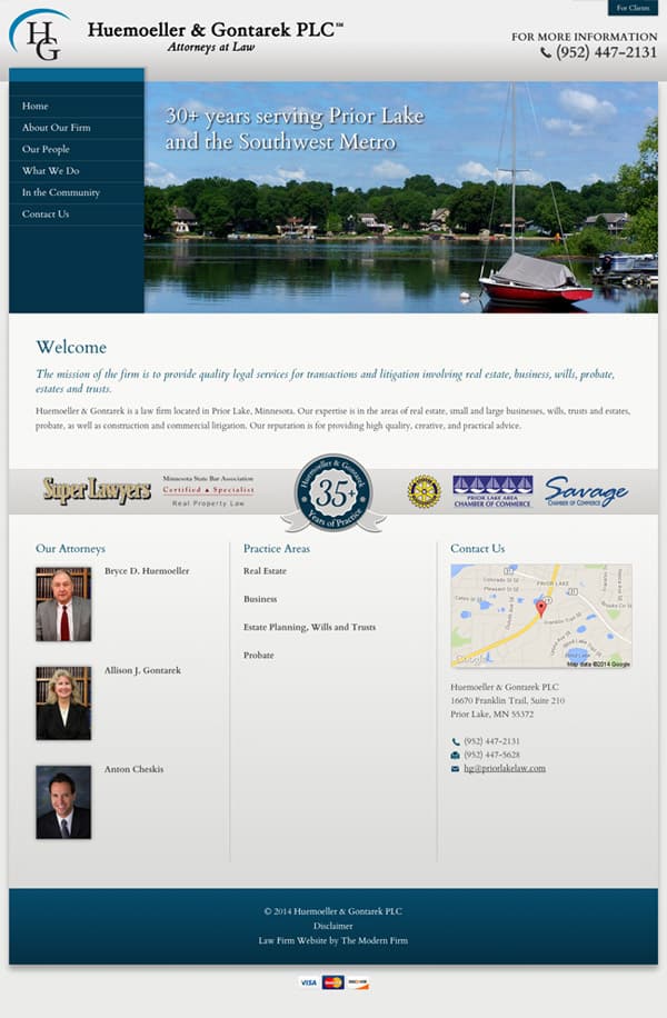 Law Firm Website Design for Huemoeller & Gontarek PLC