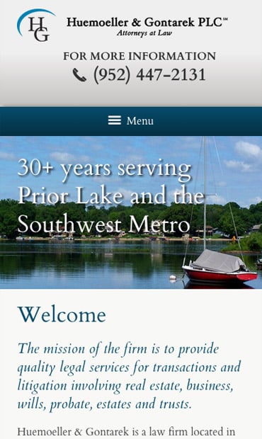 Responsive Mobile Attorney Website for Huemoeller & Gontarek PLC