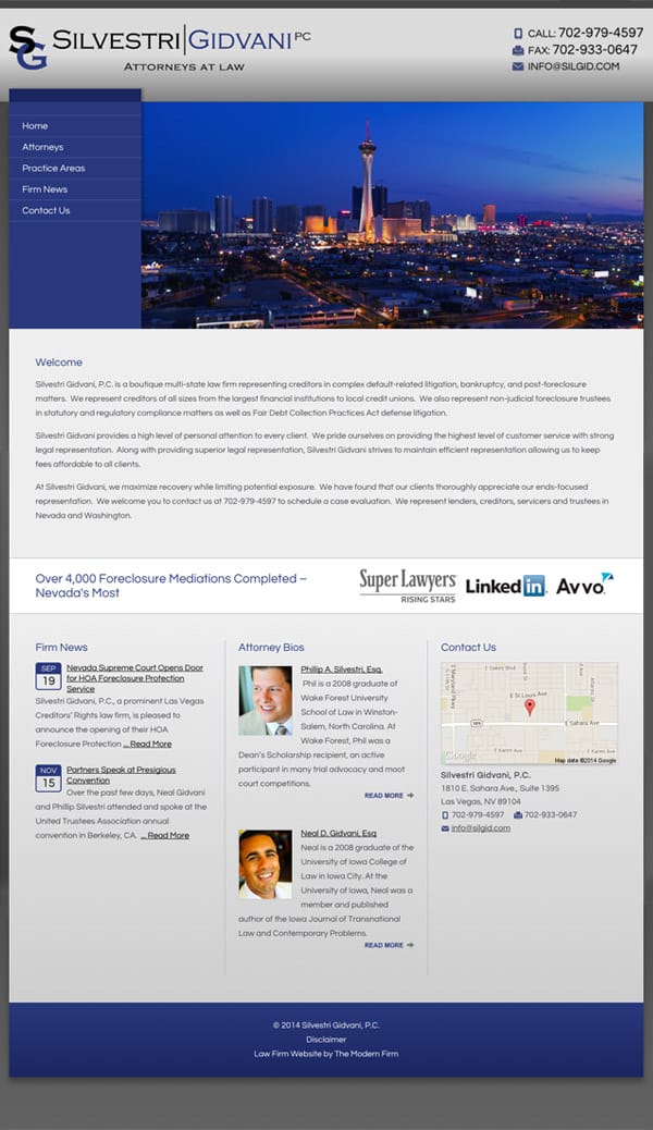 Law Firm Website Design for Silvestri Gidvani, P.C.