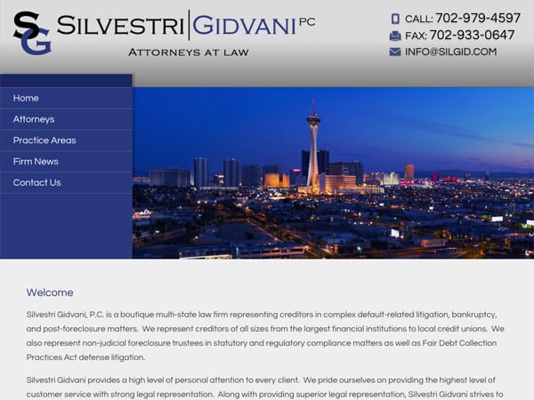 Mobile Friendly Law Firm Webiste for Silvestri Gidvani, P.C.