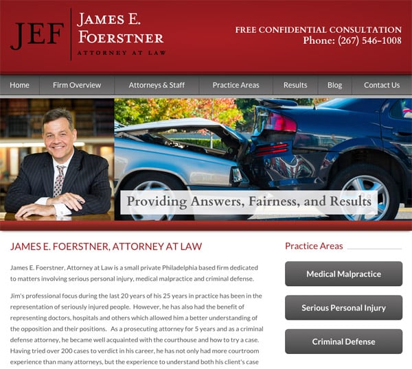 Mobile Friendly Law Firm Webiste for James E. Foerstner, Attorney at Law