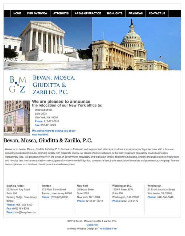 Law Firm Website Design for Bevan, Mosca, Giuditta & Zarillo, P.C.